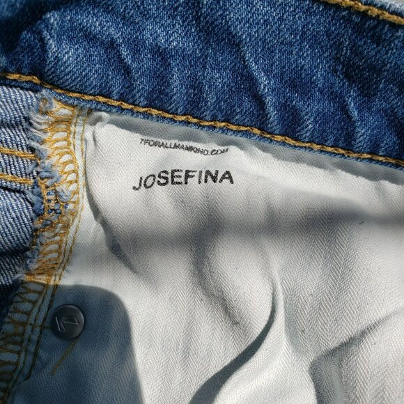 7 For All Mankind 7FAM Josefina Jeans 30 Boyfriend Distressed Medium Wash Blue - Picture 10 of 13